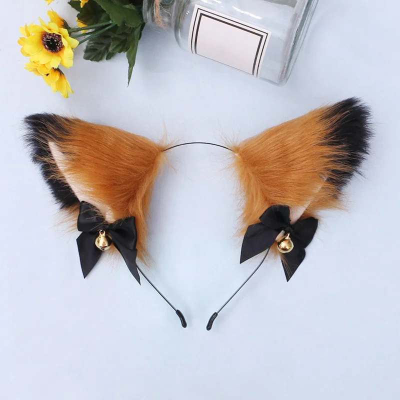 

Cute Cat Fox Fur Ear Hair Hoops Night Party Club Cosplay Hairband Fur Headbands Bell Clips Girls Hair Accessories Ear Hair Band