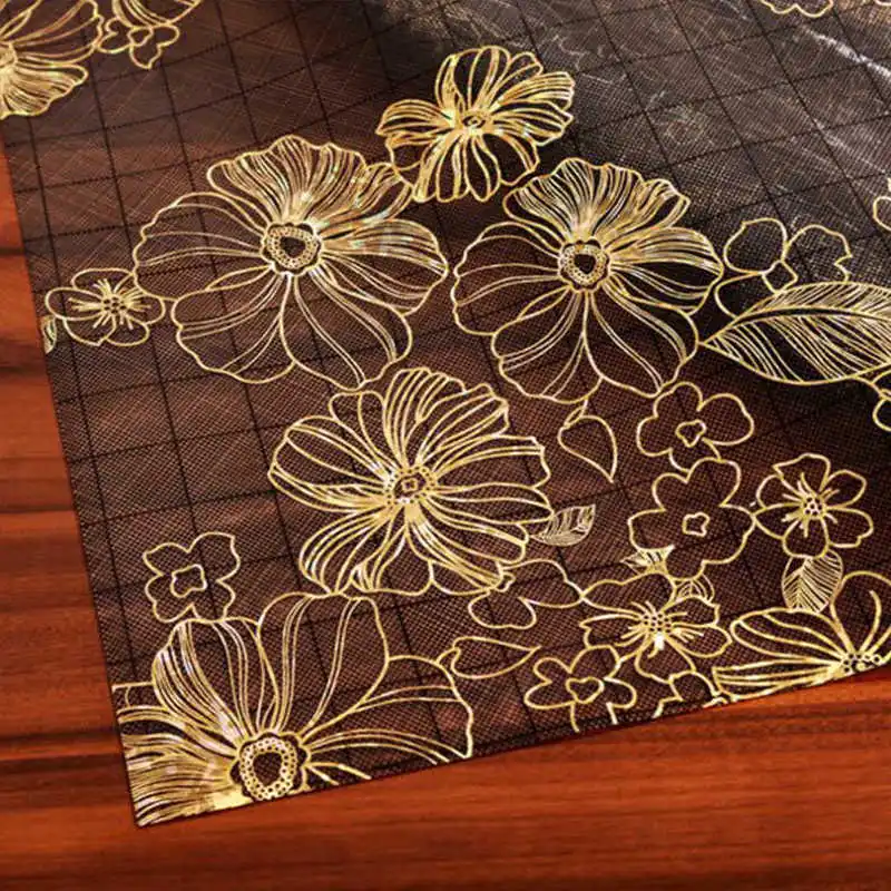 2020 Custom size golden flower tablecloth rectangular PVC tablecloth waterproof square plastic tablecloth table cover tablecloth