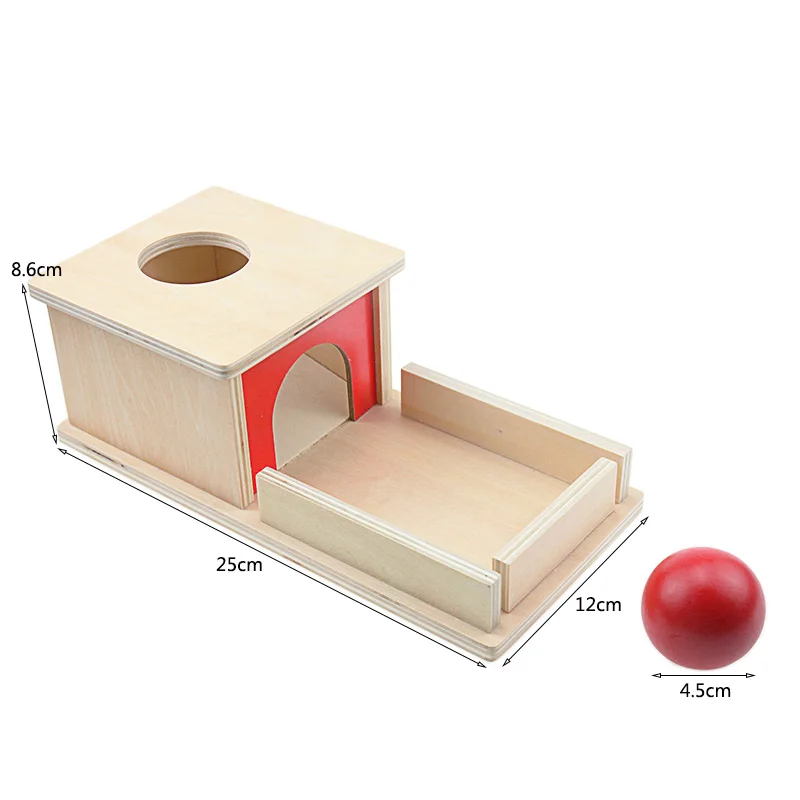 Caja de bolas permanentes Montessori de madera para niños pequeños, caja de monedas Rectangular redonda, juguetes para niños, bebé Unisex, niños y