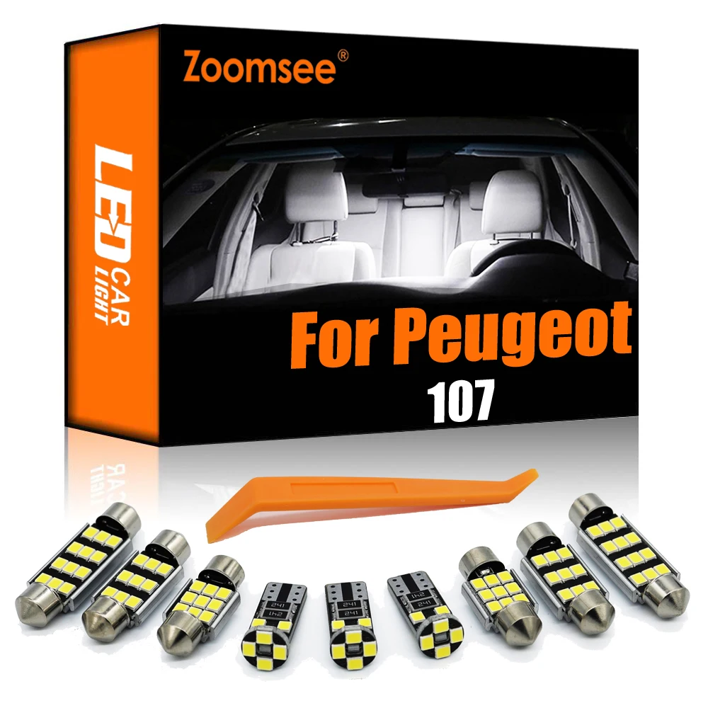 

Zoomsee 8 шт. внутренняя Светодиодная лампа для Peugeot 107 2005 + Canbus автомобильная лампа Внутренняя купольная карта для чтения багажника без ошибок комплект автомобильной лампы