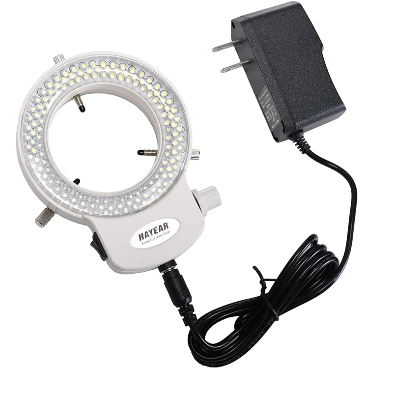 New Adjustable 144 LED Bulb Microscope Ring Light Illuminator Portable Bright Lamp with Adapter for Digital Stereo Microscope