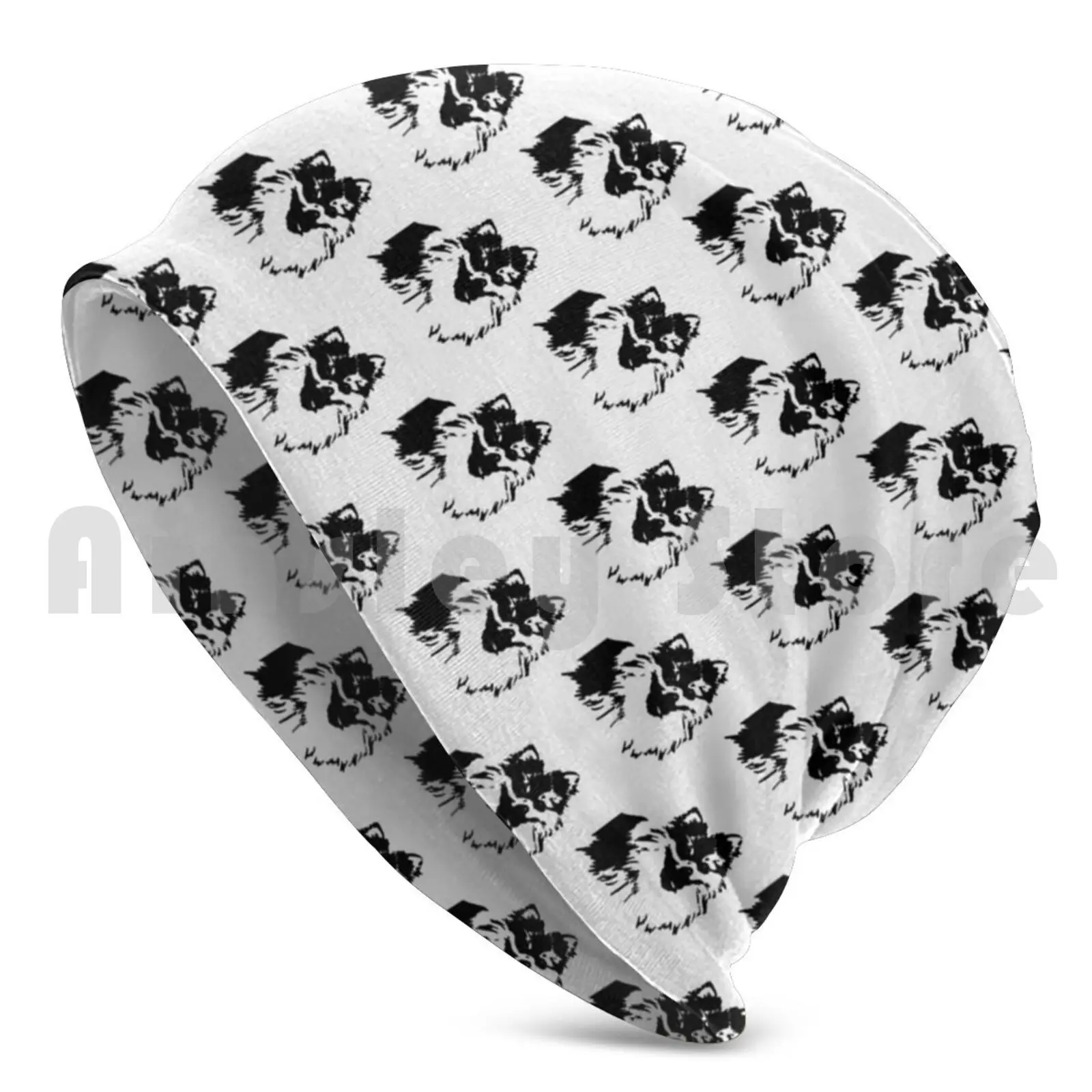 Minimal Pomeranian Black / White Dog Beanies Pullover Cap Comfortable Pomeranian Pomeranian Dog Minimalist Pomeranian