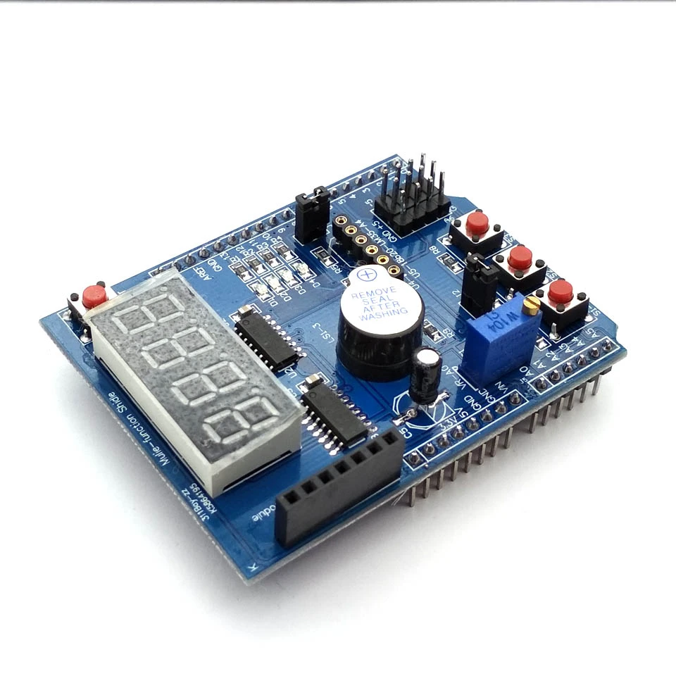 متعددة وظيفة درع مع الطنان LM35 4 أرقام LED الرقمية لوح تمديد وحدة ل اردوينو UNO R3 Lenardo Mega2560 Diy كيت