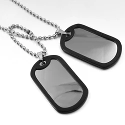 CHIMDOU Army Tactical Style Stainless Steel 2 Dog Tag Chain Men Pendant Necklace Jewelry Smooth metal stamping blanks