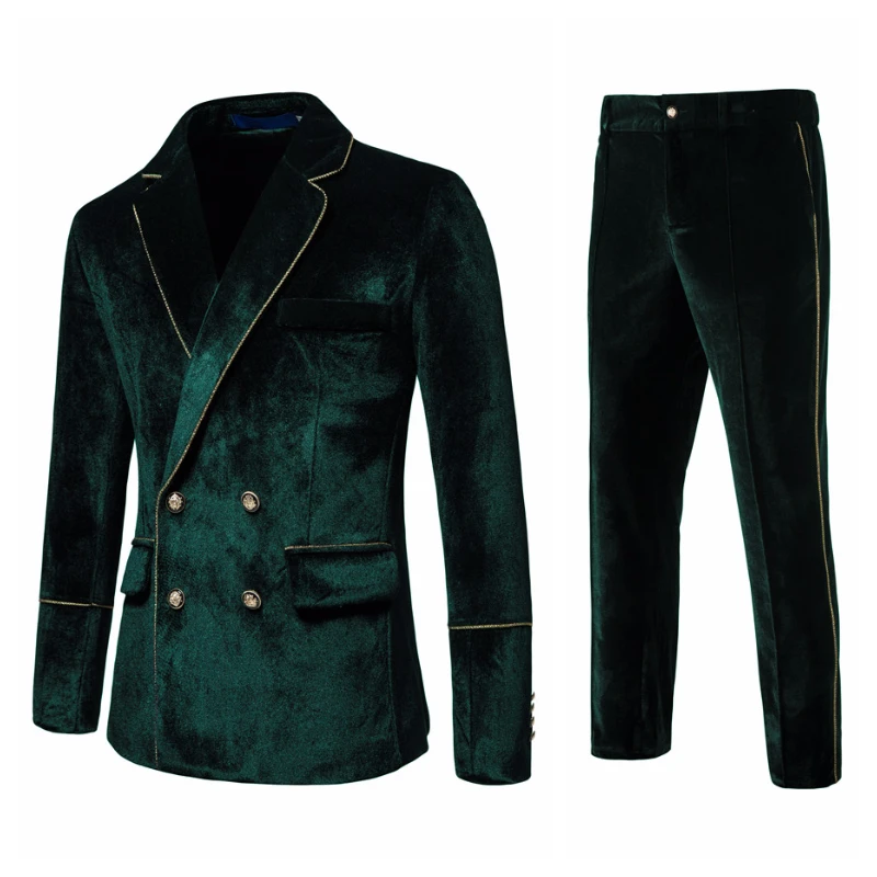 

2022 New Men's High-end Velvet Suits Fashion Casual Dress Jacket Party Costumes Jacket and Pants