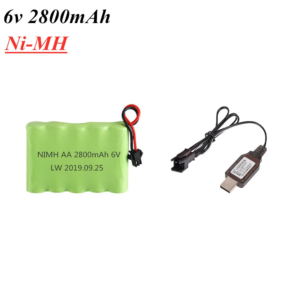 6v 2800mAh Ni-MH Battery + USB Charger For Rc Toy Cars Ship Tanks Robot 2800mAh 6V Batteries Group 1pcs to 2pcs