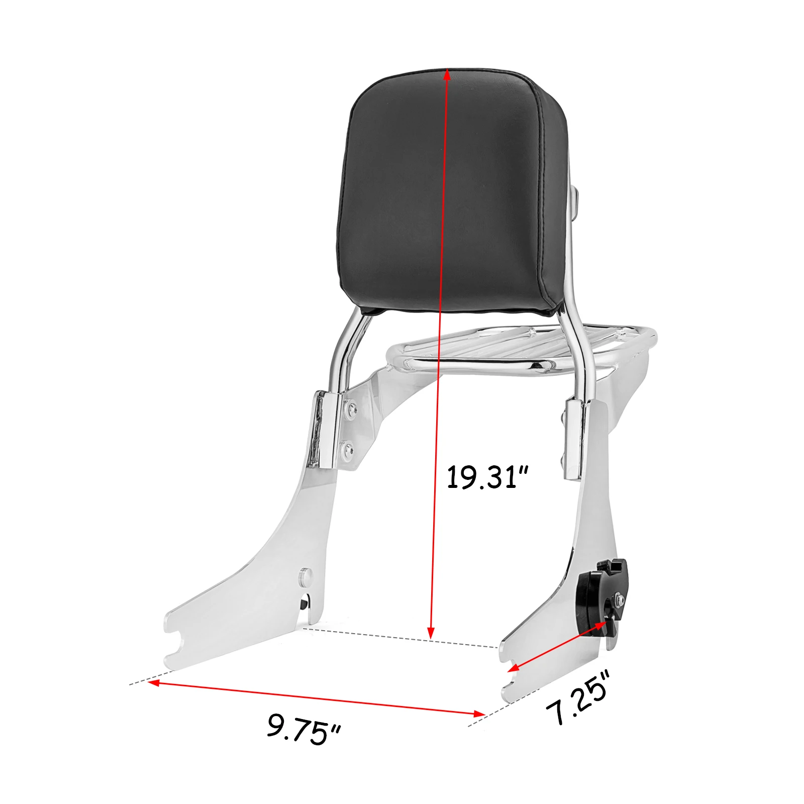 Passenger Backrest Sissy Bar + Luggage Rack Chrome Triple Plating Steel Standard Height For Harley 2012-2016 Dyna Switchback FLD