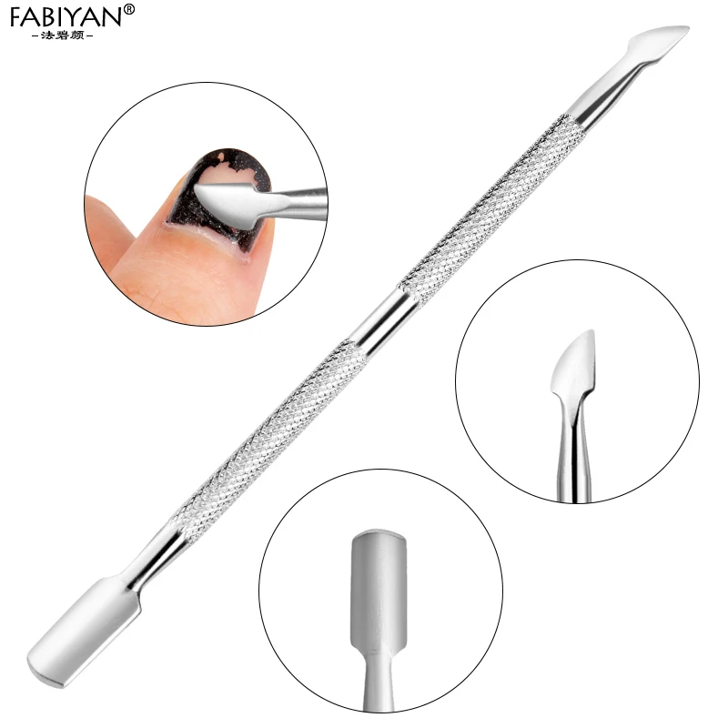 Stainless Steel Nail Art Cuticle Pusher Spoon Dead Skin Remover Manicure Pedicure Care Finger Cleaner Tool 2 Ways