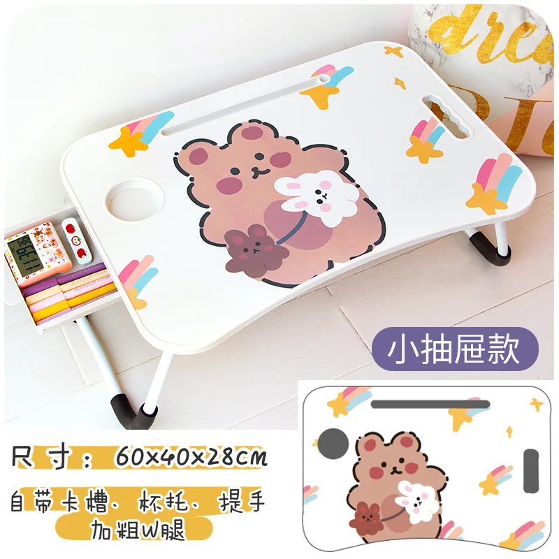 Small Table on The Bed Folding Computer Small Table In The Dormitory Girl Study Bed Desk Home Office Folding Computer Desk