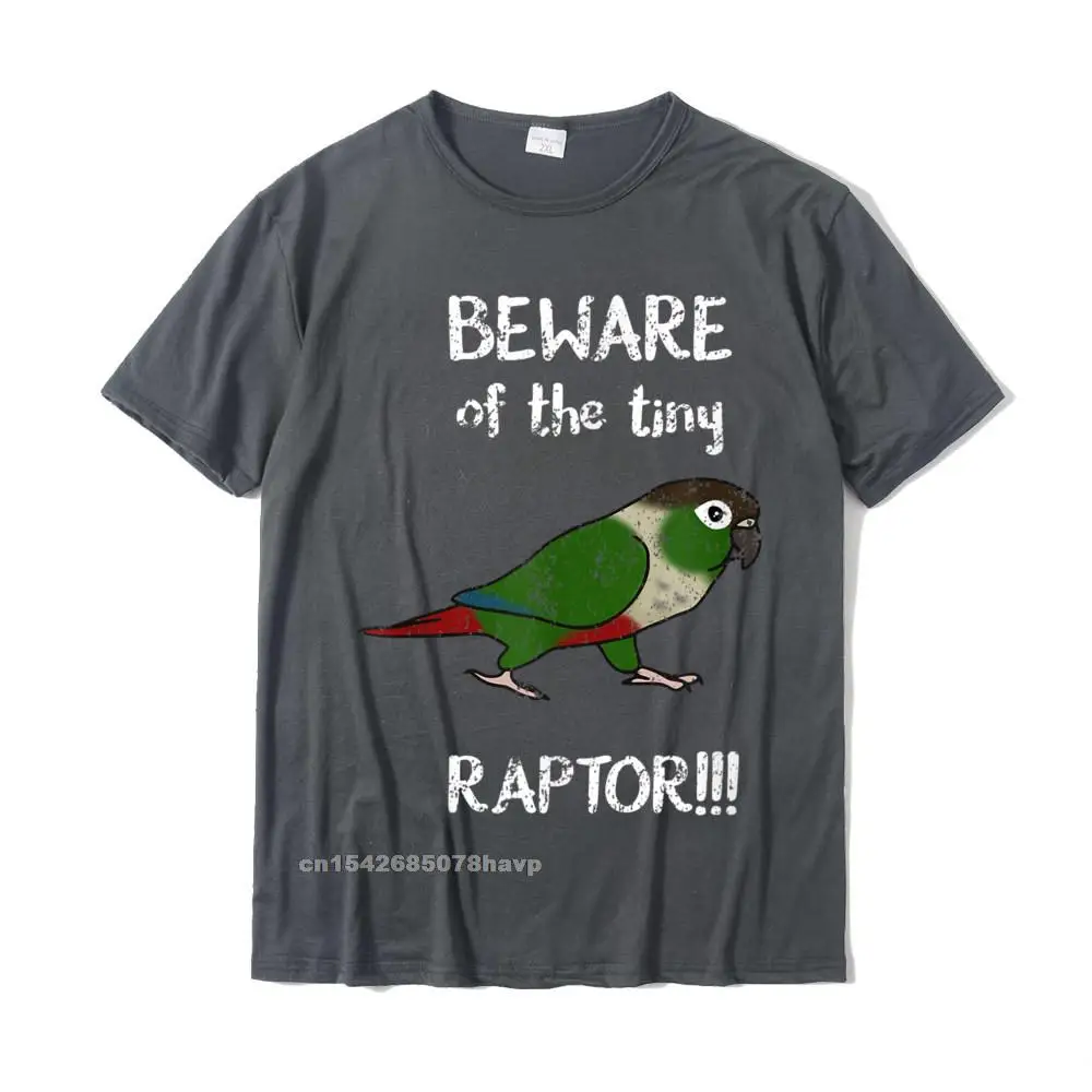 Beware Of The Tiny Raptor Green Cheeked Conure Birb Parrot T-Shirt Top T-Shirts Casual Fashionable Men's Tops T Shirt Casual