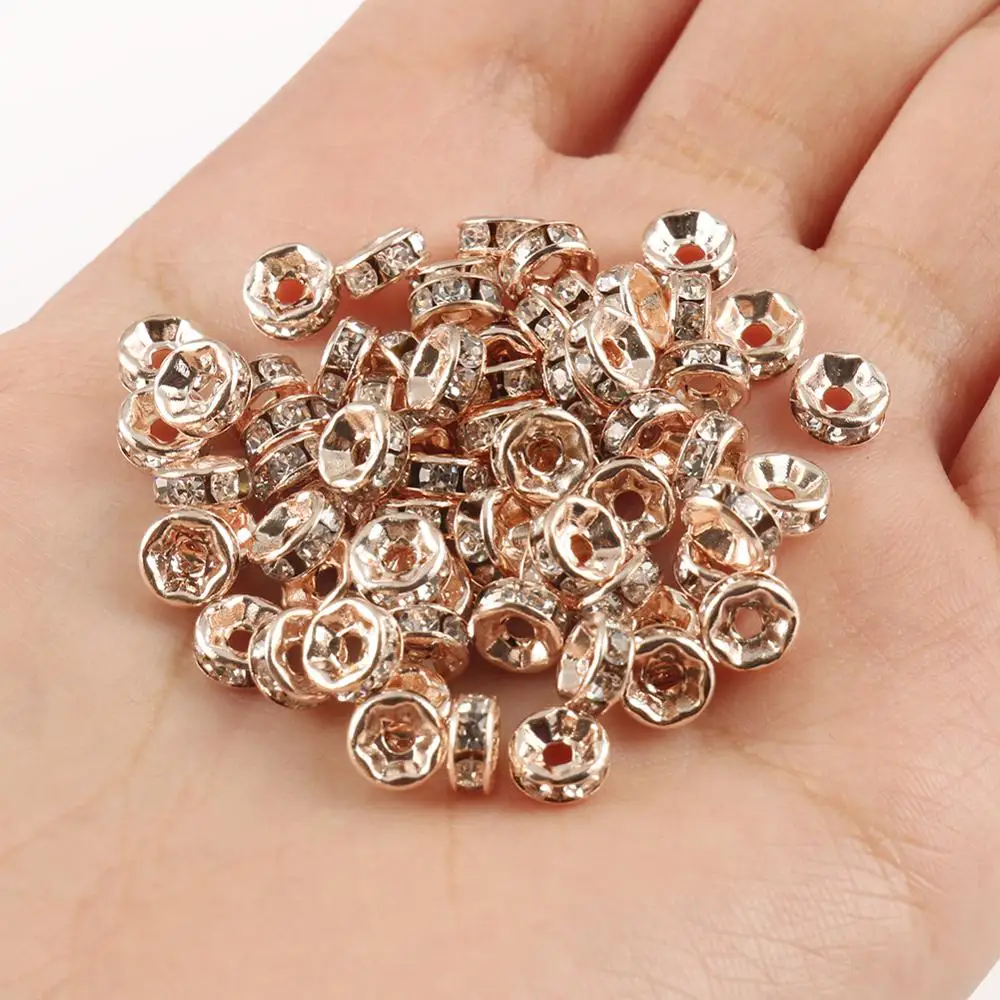 Image 5: Rondelles de strass multicolores, perles de cristal 4/6/8/10mm, pour bricolage, fabrication de bijoux, accessoires fournitures, 50 pièces/lot