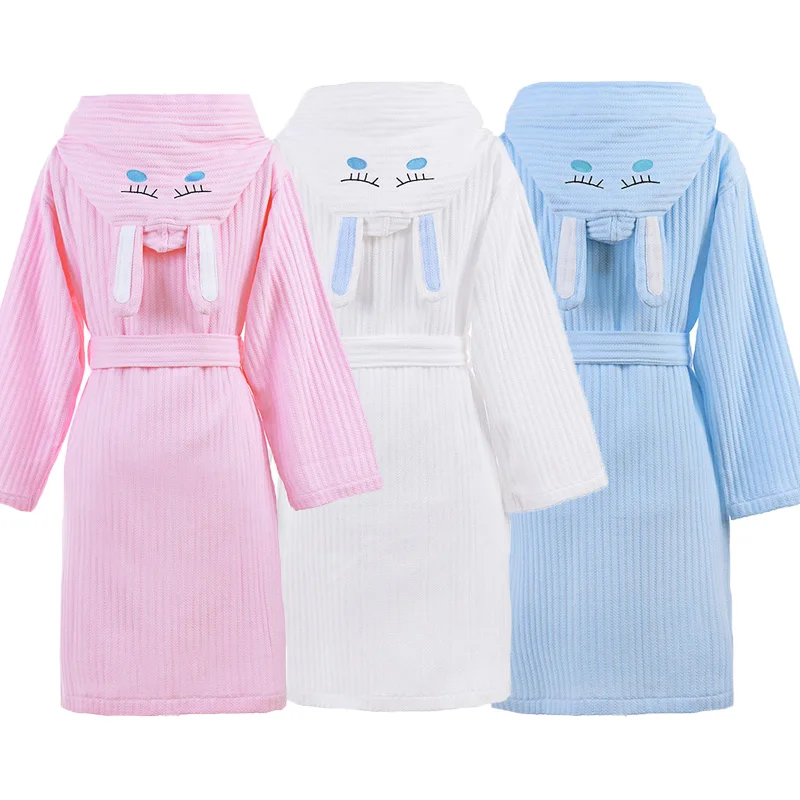 Hooded Robe Bathrobe Soft Nightgowns Winter Casual Thick Robe Cotton Kids Casual Homewear Boy&Girls Hooded Toweling Terry Robe