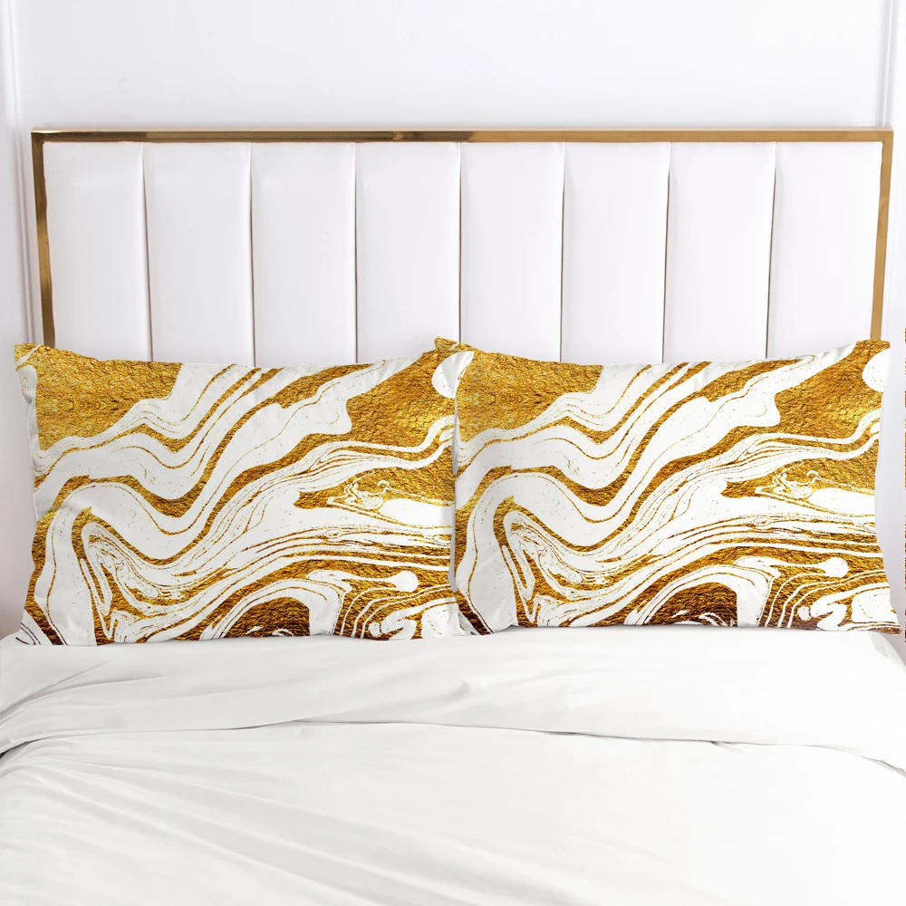 

Pillow Cases Bedding 2PCS PillowCase For Bedroom,Home Decoration 70x70cm 50x75cm 50x70cm Pillow Cover Customize Size Marble Gold