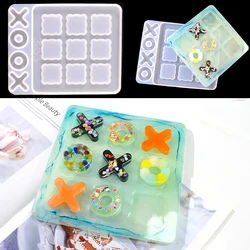 DIY XO Chess Game Classic Silikon Form Molde Resina Epoxi Tictactoe Board Mould Resin Mold Silcone For Parent-Child Interaction