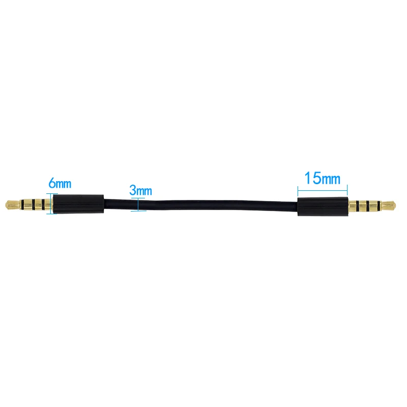 3.5mm 4 słup krótkie miękkie TPE kabel Audio z męskiego na męskie 40cm do samochodu AUX MP3/MP4