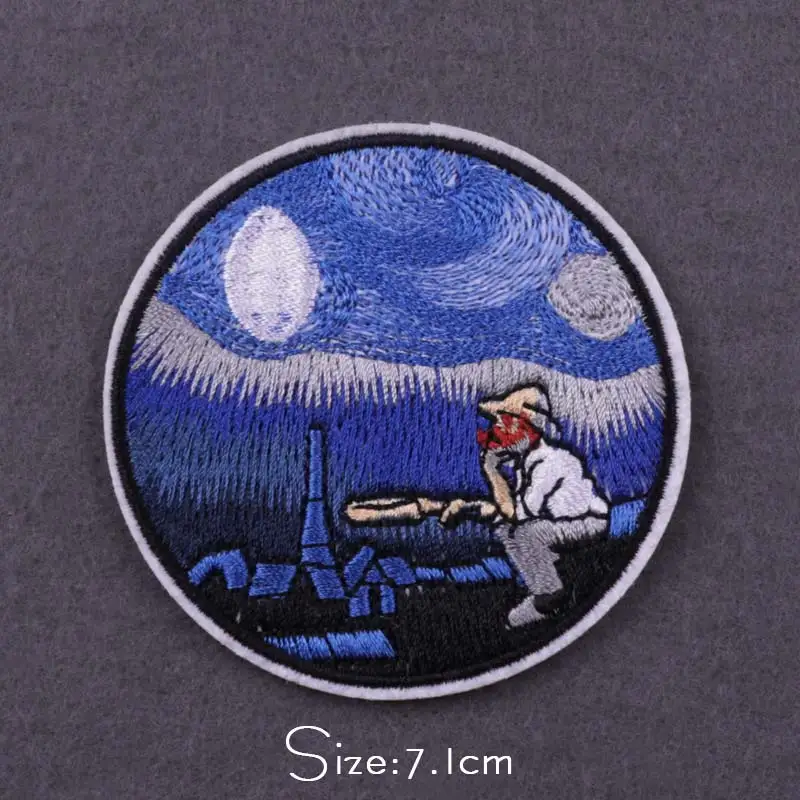 Moon Stripes Patch Mountain Embroidery Patches For Clothing Adventure Iron On Patches Travel Patches On Clothes Wilderness Badge