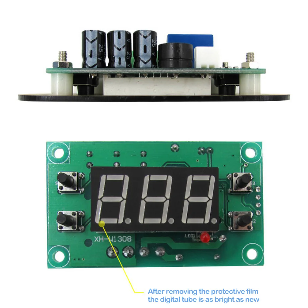 XH-W1308 W1308 AC 220V ดิจิตอลความร้อน Sensor จอแสดงผลสีแดงอุณหภูมิเทอร์โมสวิทช์ DC 12V