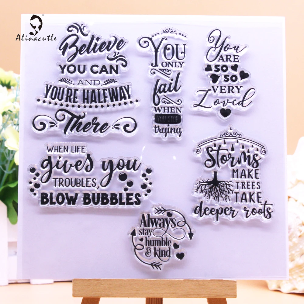 Alinacutle CLEAR STAMPS Believe In You Scrapbooking Card Album Paper Craft Rubber Roller Transparent Silicon Clear Stamp