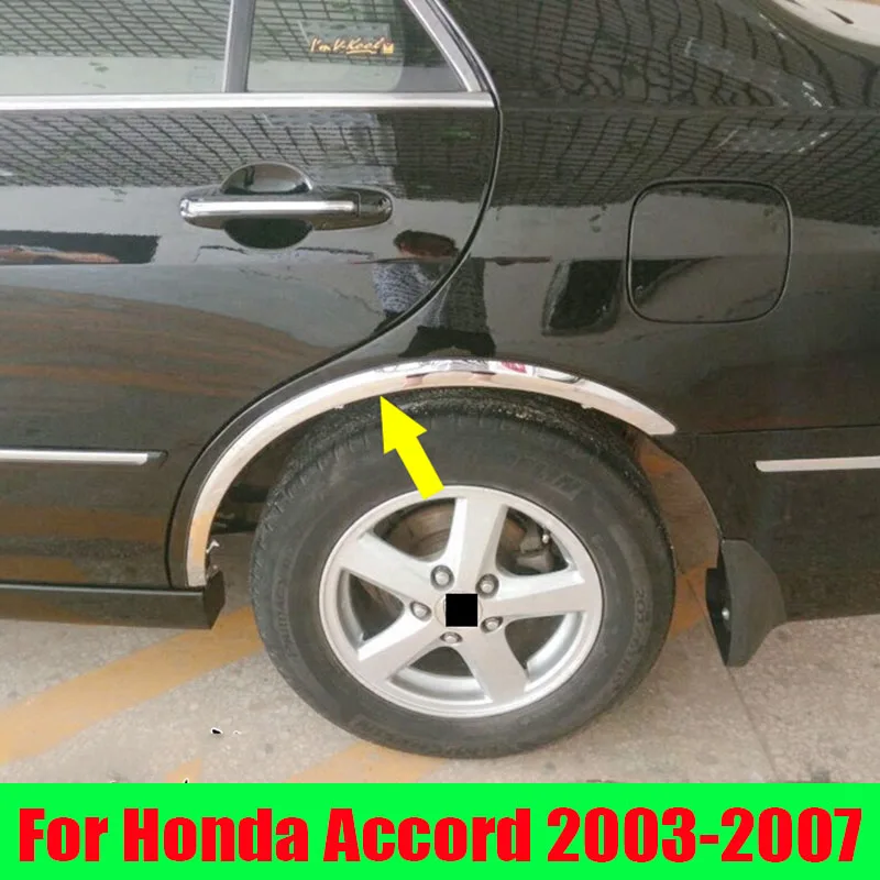 

For Honda Accord 7th 2003 2004 2005 2006 2007 4pcs stainless steel Wheel eyebrow Fender Trim Long