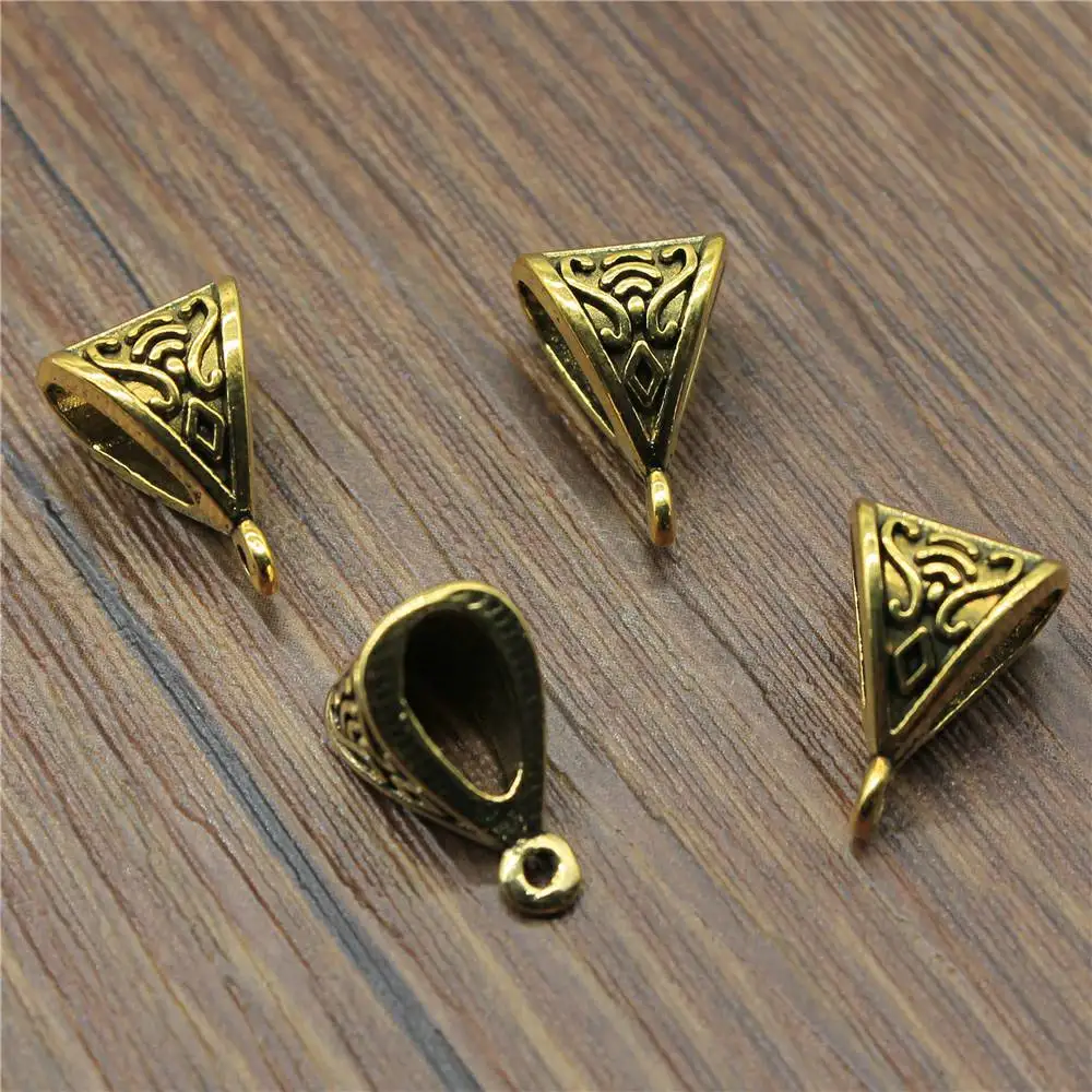 Fashion 10pcs Triangle Bail Beads Charms Pendants For Bracelet Findings Jewelry Accessories