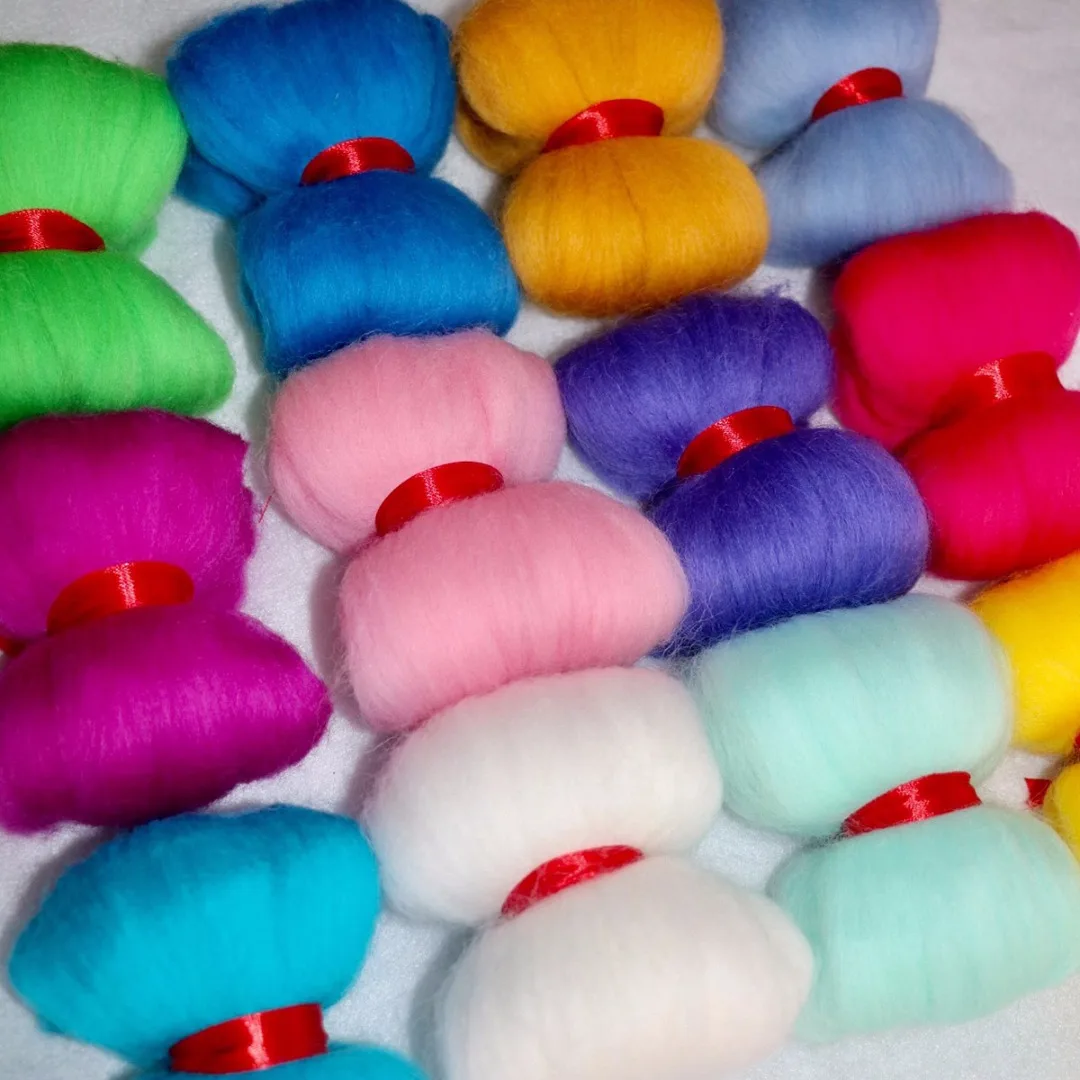 120g Mix 40 Colors Merino Felting Wool Tops Soft Roving Wool Fibre for Needle Felting & Wet Felting DIY Doll Needlework