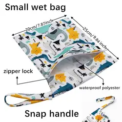 Bolsa de pañales con estampado de dibujos animados para bebé, bolso de mano impermeable para pañales secos y húmedos, con cremallera, paquete de transporte para cochecito, bolsas de almacenamiento de pañales húmedos para viajes al aire libre