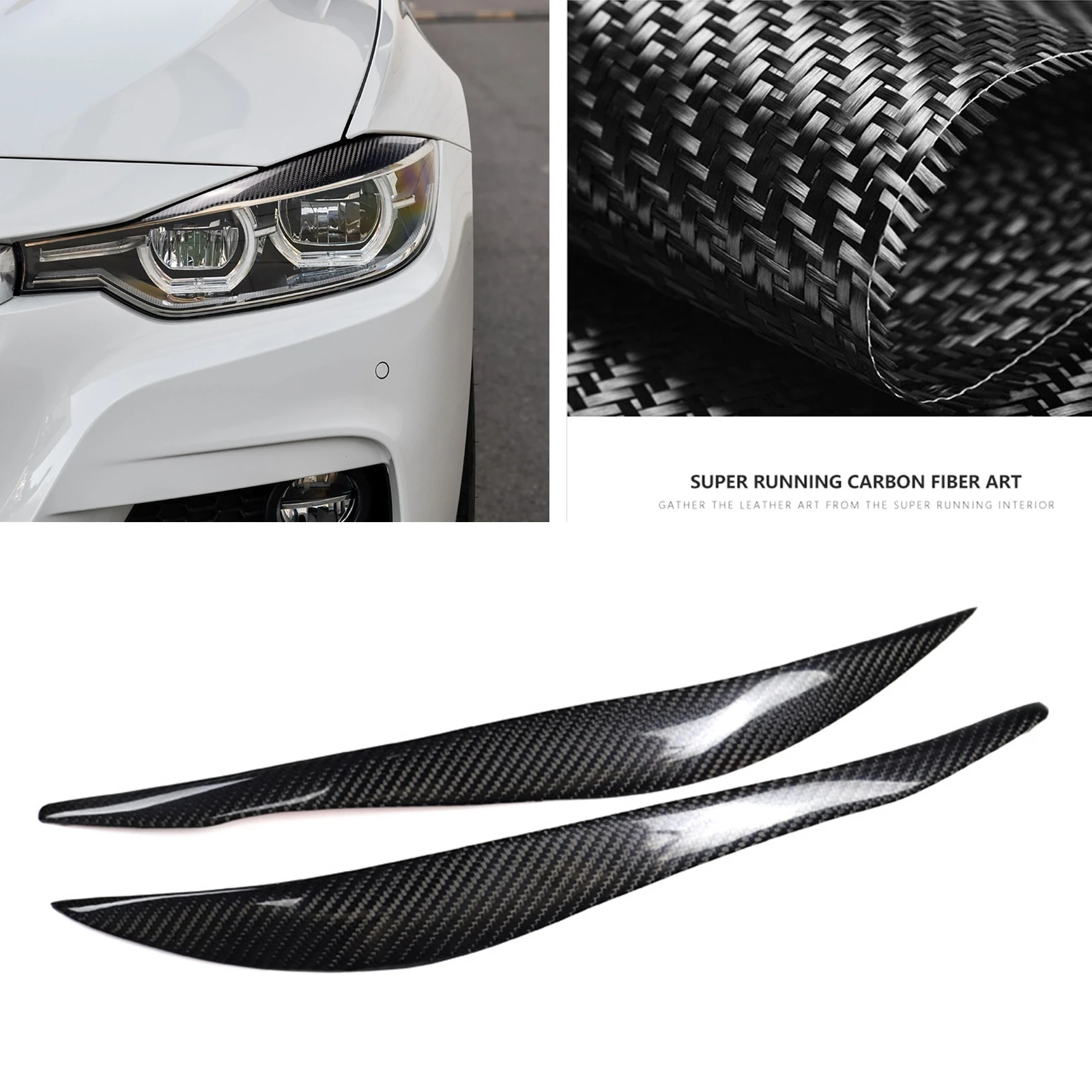 

Headlight Eyebrow Trim For BMW 3-Series F30 328 320 2013-2017 Front Head Light Cover Lamp Lid Carbon Fiber Headlamp Eyelid Brow