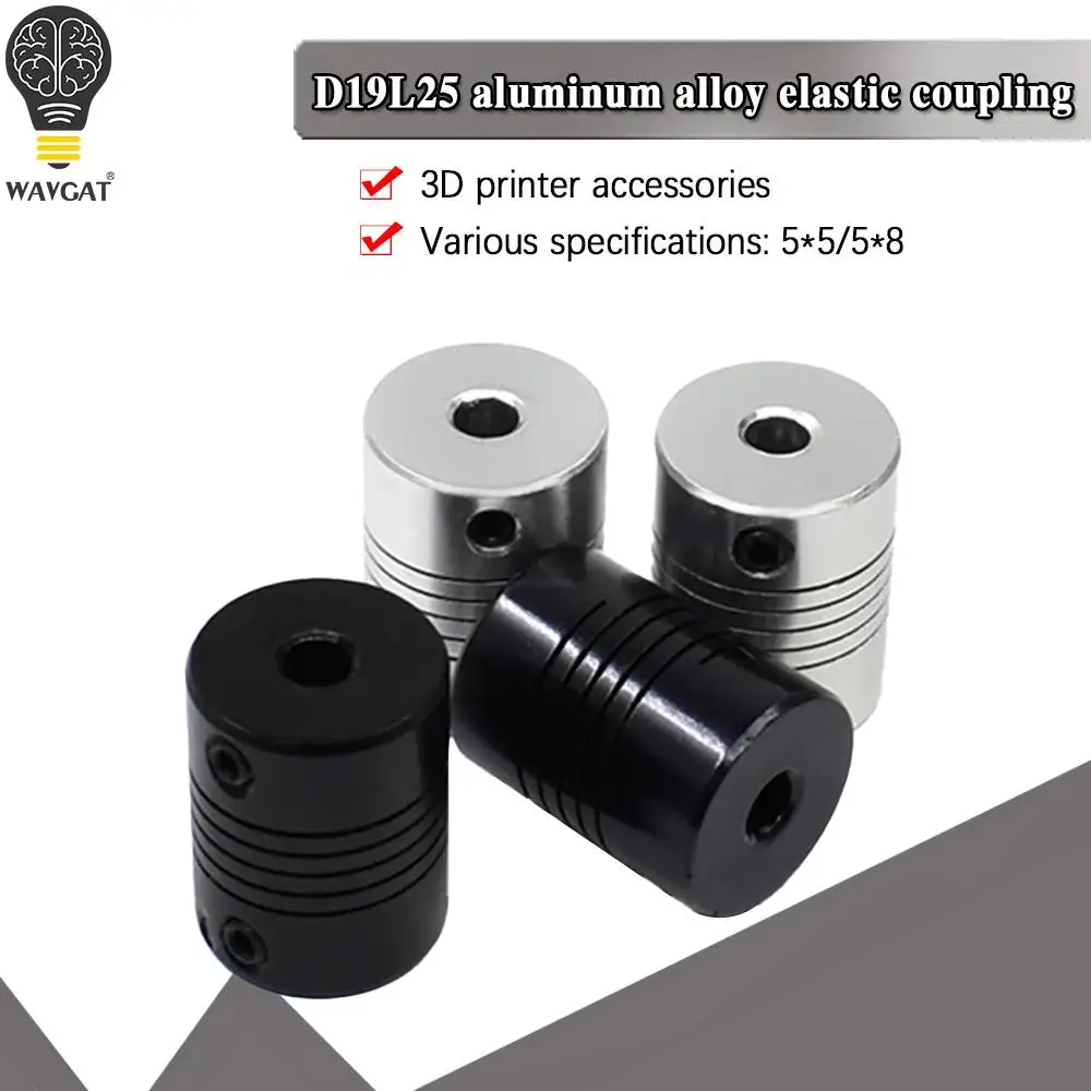 D19L25 4mm 5mm 6mm 6.35mm 8mm 10mm Aluminum Z Axis Flexible Coupling For Stepper Motor Coupler Shaft Couplings 3D Printer silver