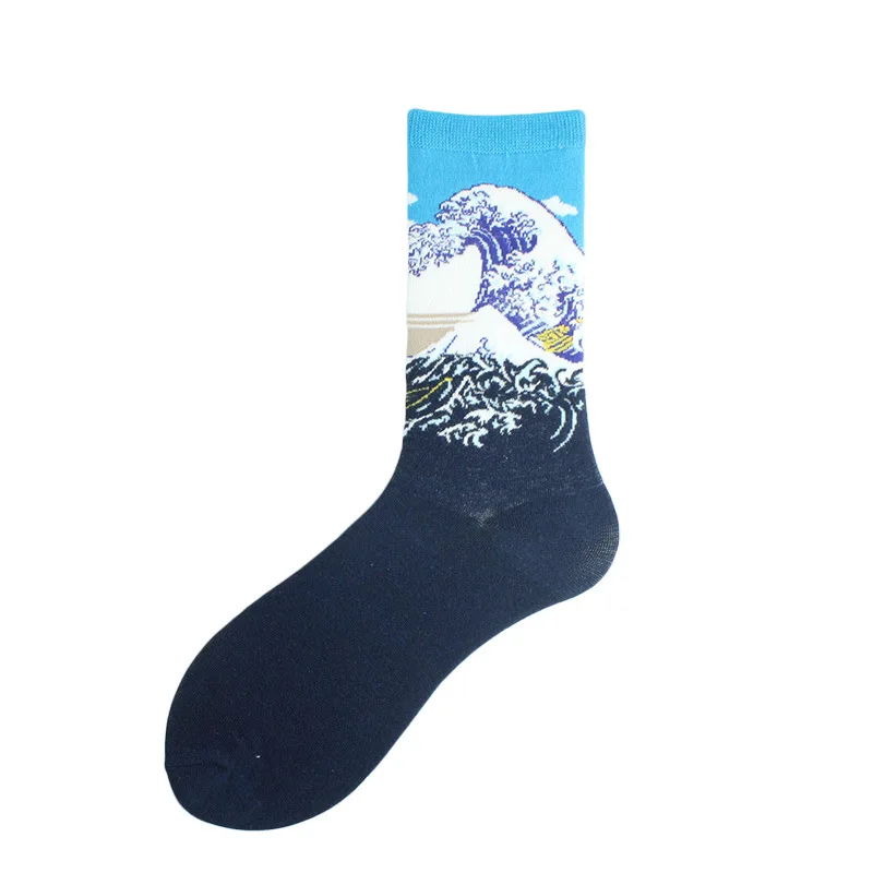 1pair Combed Cotton Colorful Van Gogh Retro Oil Painting Men Socks Cool Casual Dress Funny Socks Factory Dropshipping Contact Us