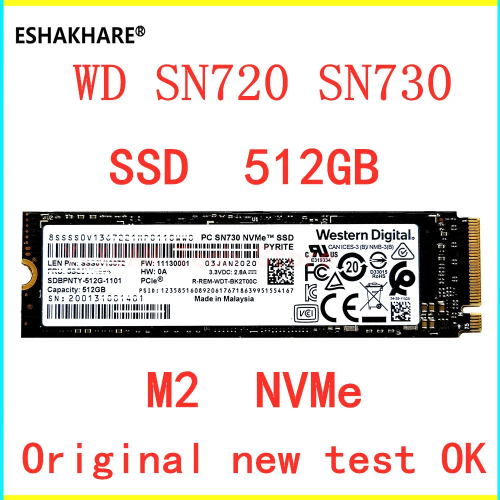 Original Western Digital WD M.2 SN720 SN730 512GB Internal Solid State Drives M2 NVMe PCIe 3.0 x4 Laptop Desktop SSD TEST OK