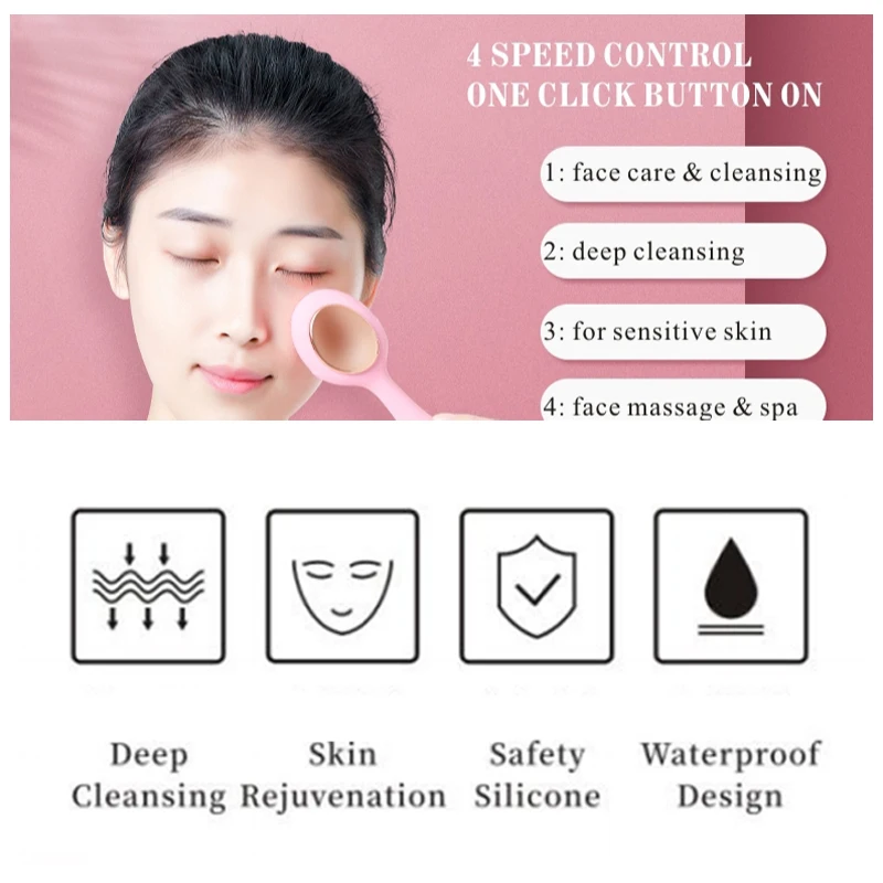Silikonowa szczotka do czyszczenia twarzy elektryczna urządzenie do czyszczenia twarzy masażer do czyszczenia skóry soniczna szczoteczka do oczyszczania porów wibracyjna