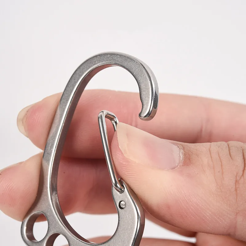 QOONG Big Feet Key Chain Thicken Stainless Steel Car Key Ring Holder for Men Women Waist Hanged Keyholder with 4 Keyrings Y66