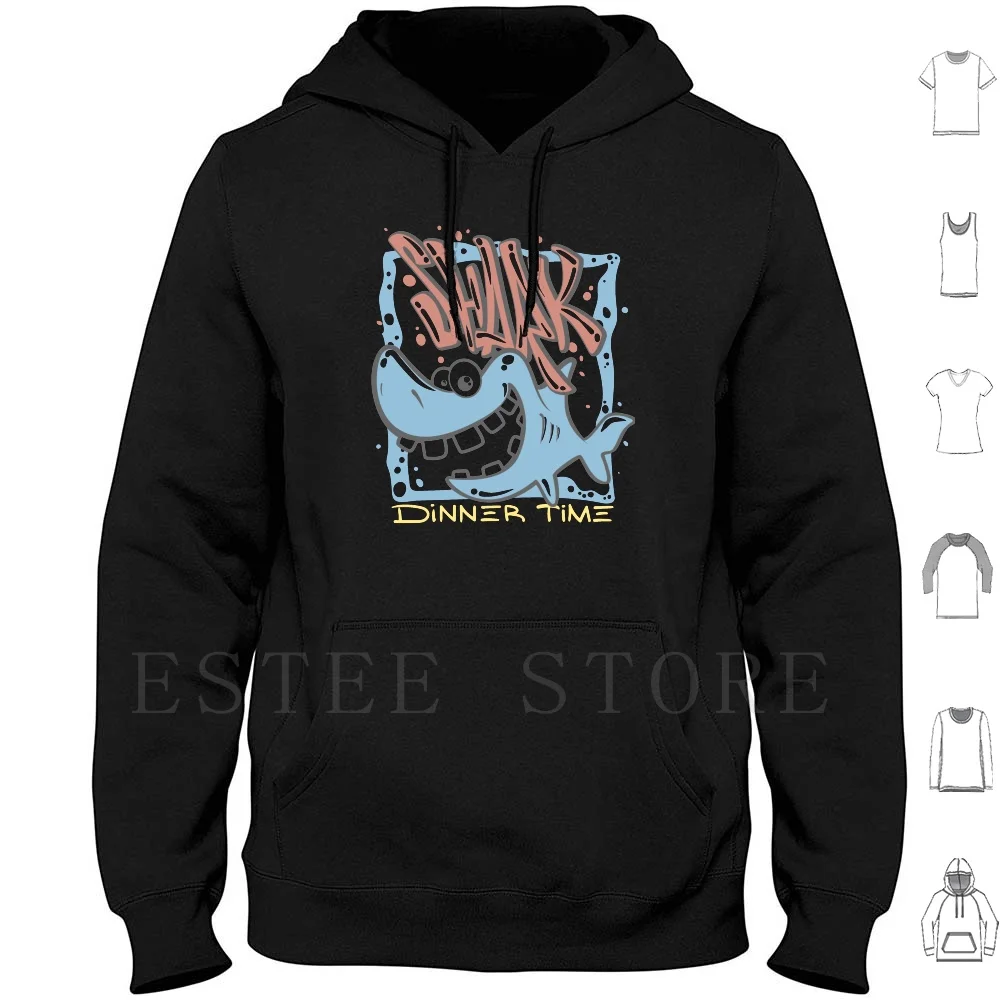 

Shark Hoodies Long Sleeve Shark Sea Under River Whale Happy Sharp Tooth Dinner Once Upon A Time