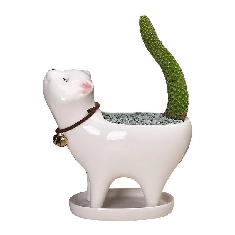 Ceramic Succulent Flowerpot Garden Garden Gardening Decoration Cat Tail Cactus Ceramic Balcony Flowerpot Decoration Ornaments