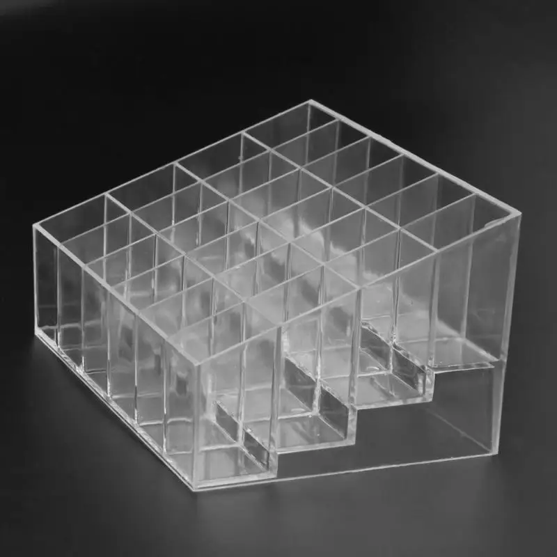 Clear 24 Grid Lipstick Stand Case Makeup Organizer Storage Box Lipstick Display Stand Holder Cosmetic Jewelry Organizer Box