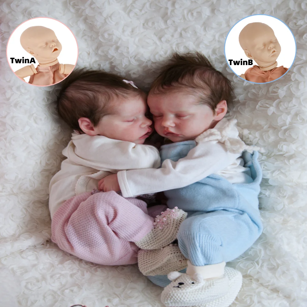 

FEELWIND 17Inches Christmas Gift Alive Cute Toy Twins for Artist Bebe Realistic Unpainted Doll Vinyl Reborn Baby Blank Kit Doll