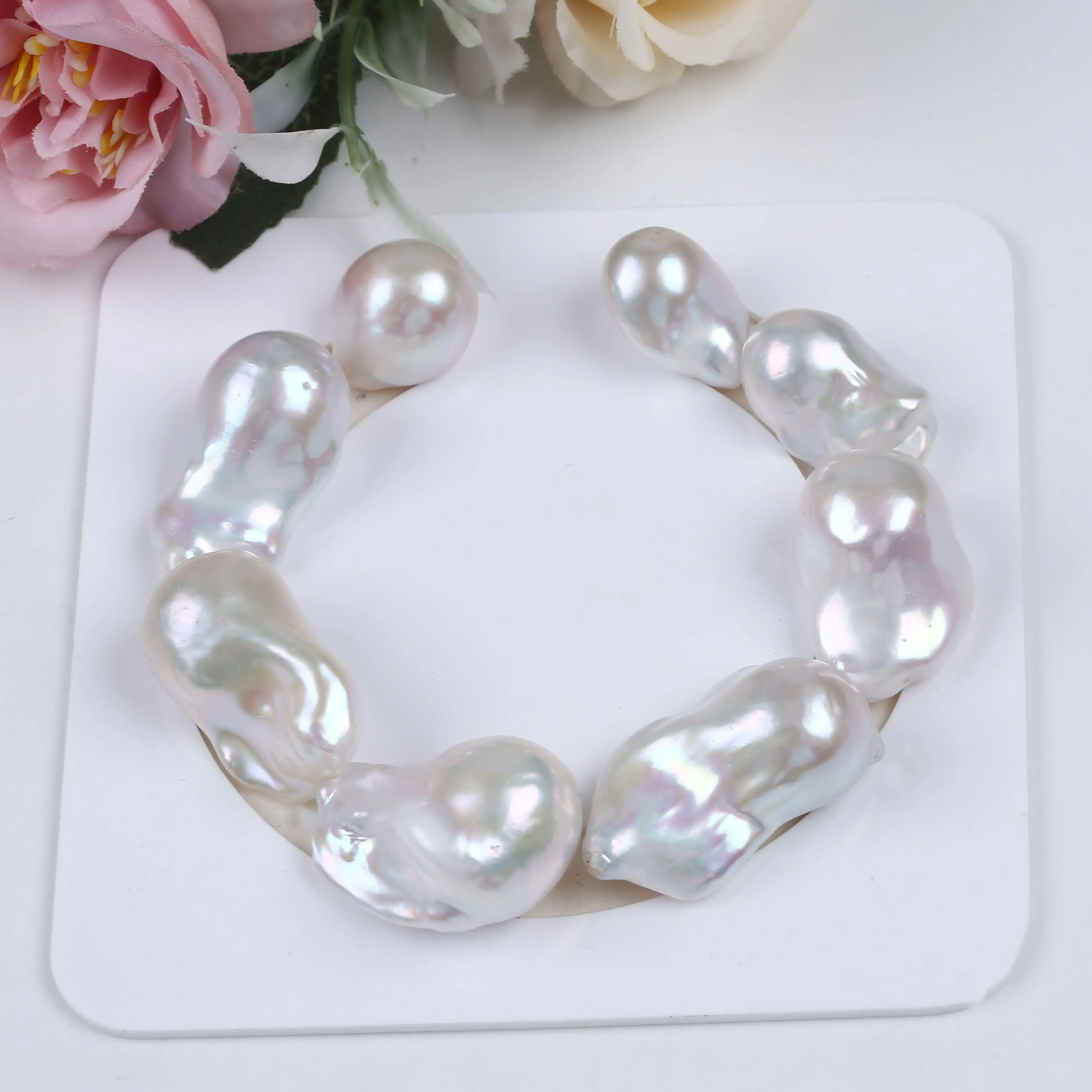 

High quality 16-18mm loose white big baroque keshi pearls flamball pearl