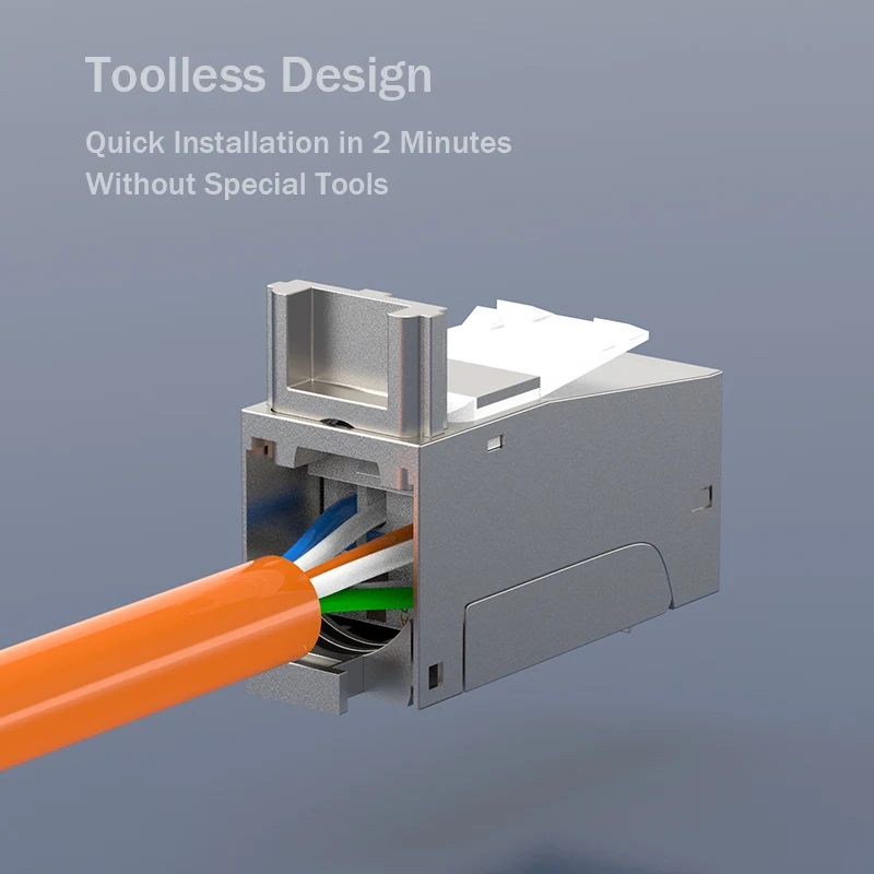 Premium Quality - CAT7 Full Shielded Keystone Jack RJ45 to LSA, Tool-Free Connection, Compatible for Cat6A/Cat.6 Systems