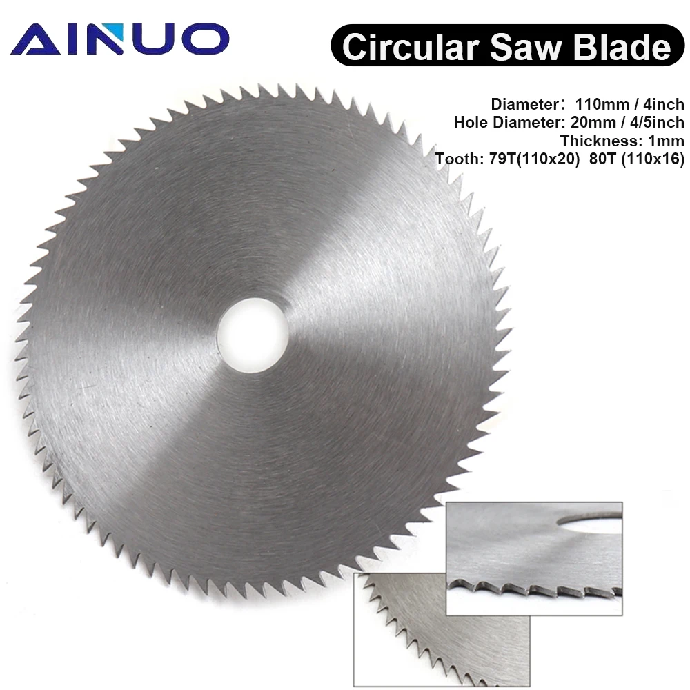 4.5 Inch 110mm Steel Circular Saw Blade HSS Mini Cutting Disc Rotary Tool for Wood Plastic Aluminum 16mm /20mm Bore