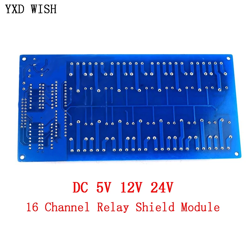 16 Channel Relay Shield Module DC 5V 12V 24V with Optocoupler LM2576 Microcontrollers Interface Power Relay For Arduino DIY Kit