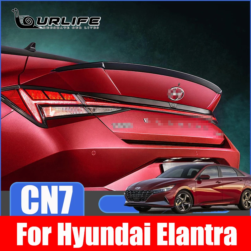 Car ABS Carbon Fiber Color Rear Wing Trunk Racing Tail Spoiler Legs Mount Brackets For Hyundai Elantra CN7 2021 2022 2023 2024