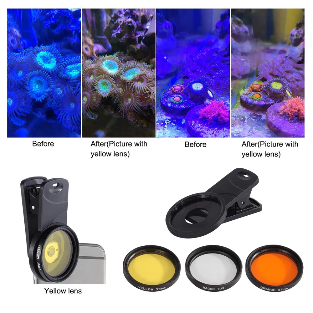 Aquarium Lens Fish Tank Marine Saltwater Sea Water Coral Reef Lens Phone Camera Filters Lens Macro Lens Fish Aquatic Terrarium