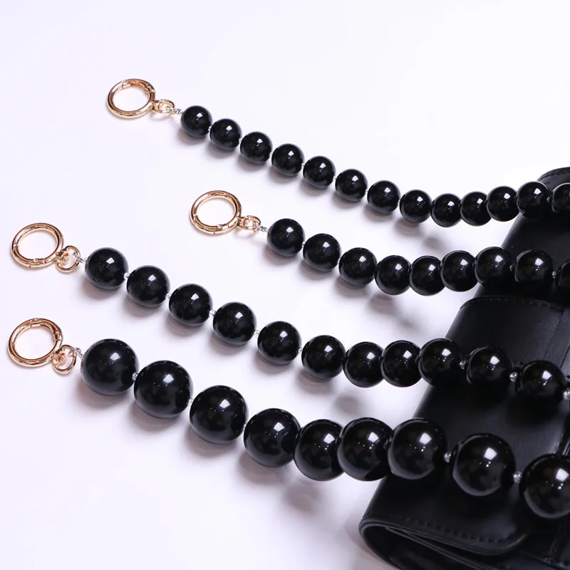 Resistant Chunky Black Bead Design Good Quality  Bag Strap Lady Top Handle Bag Belts Chain Beaded shoulder Chain