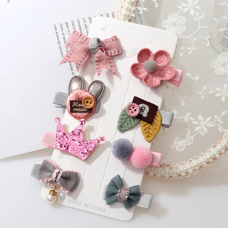 8Pcs/Set Girls Cute Hair clips Hair Accessories Bow Flower Animal  Hair bands Headwear Kids Cartoon Hairpins Headdress Ornaments image 3