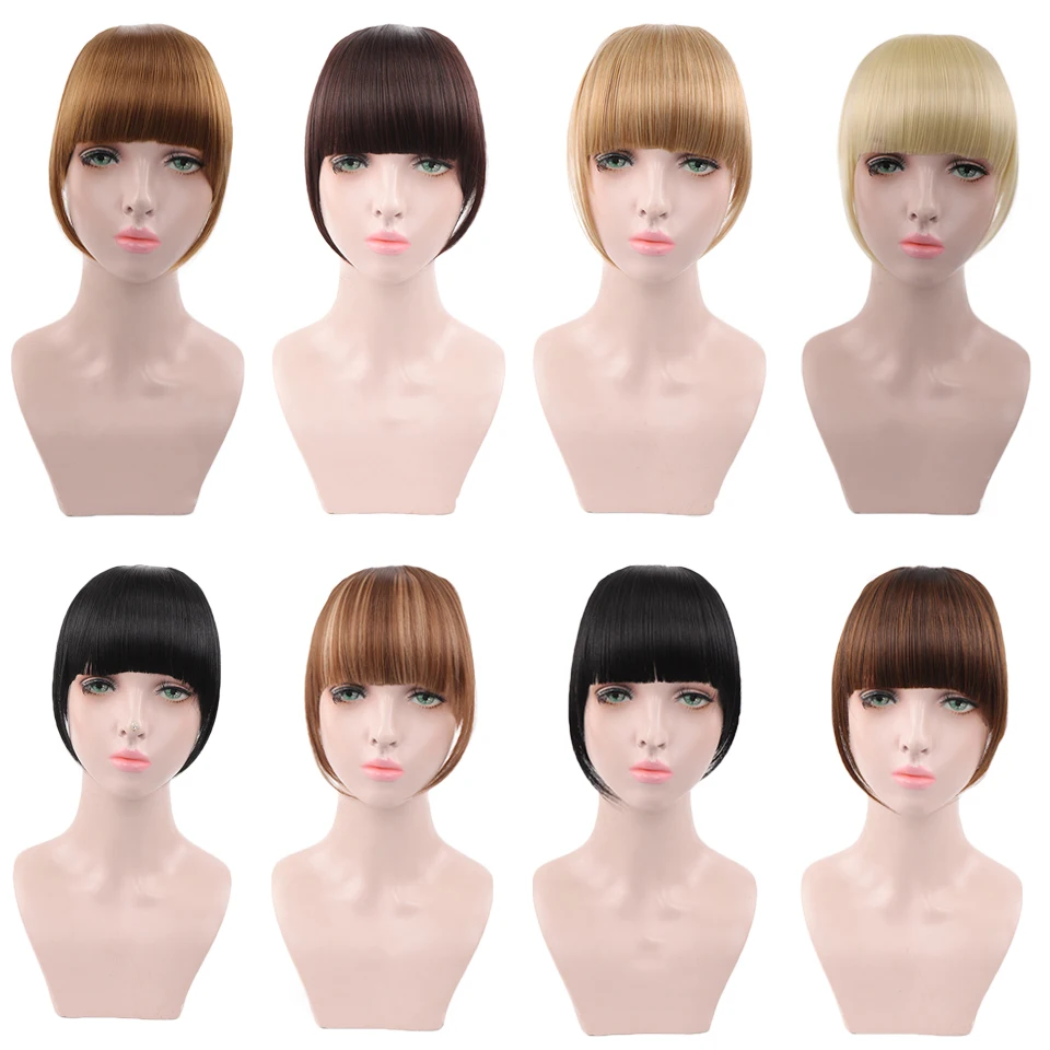 PAGEUP Short Synthetic Bangs Heat Resistant Hairpieces Hair Women Natural Short Fake Hair Bangs Hair Clips For Extensions Black