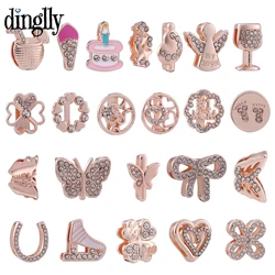 Dinglly Rose Gold Plated Butterfly Beaded Star Heart Charm Fit 10mm Watch Chain Mesh Bracelets #1 MOM Lucky Accessory Beads