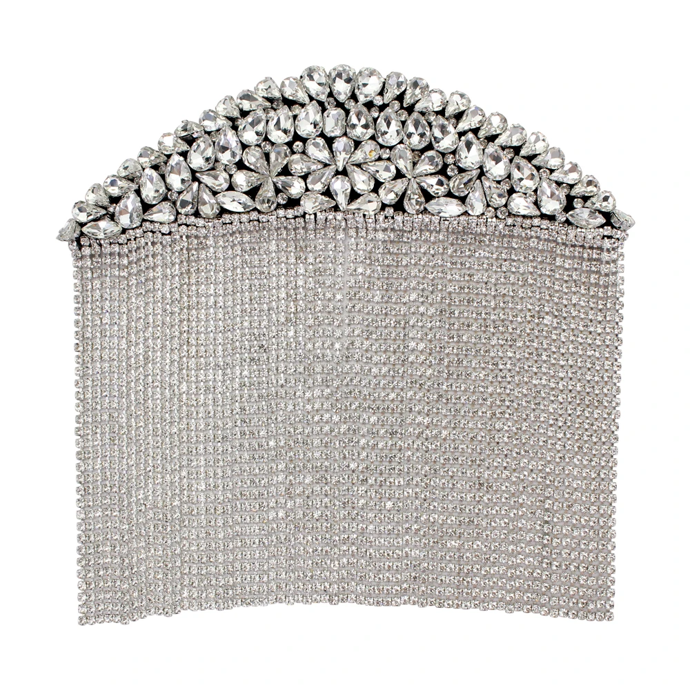 Silver Bead Handmade Jewelry Tassel Rhinestones Epaulettes Clothing Waist Accessories Epaulet Shoulder  P2582