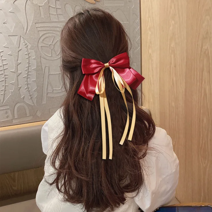 LOVINGSHA Women Girl Hair Accessories Hair Bow Ties Hair Clips Satin Butterfly Bow Hairpin  for Ladies Bowknot Hairpins FC258