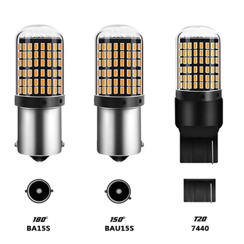 1Pcs 1156 Ba15s T20 LED P21W W21W PY21W LED Canbus Bulbs No Hyper Flash lights Auto Car Turn Signal Parking lights 3014 144 smd