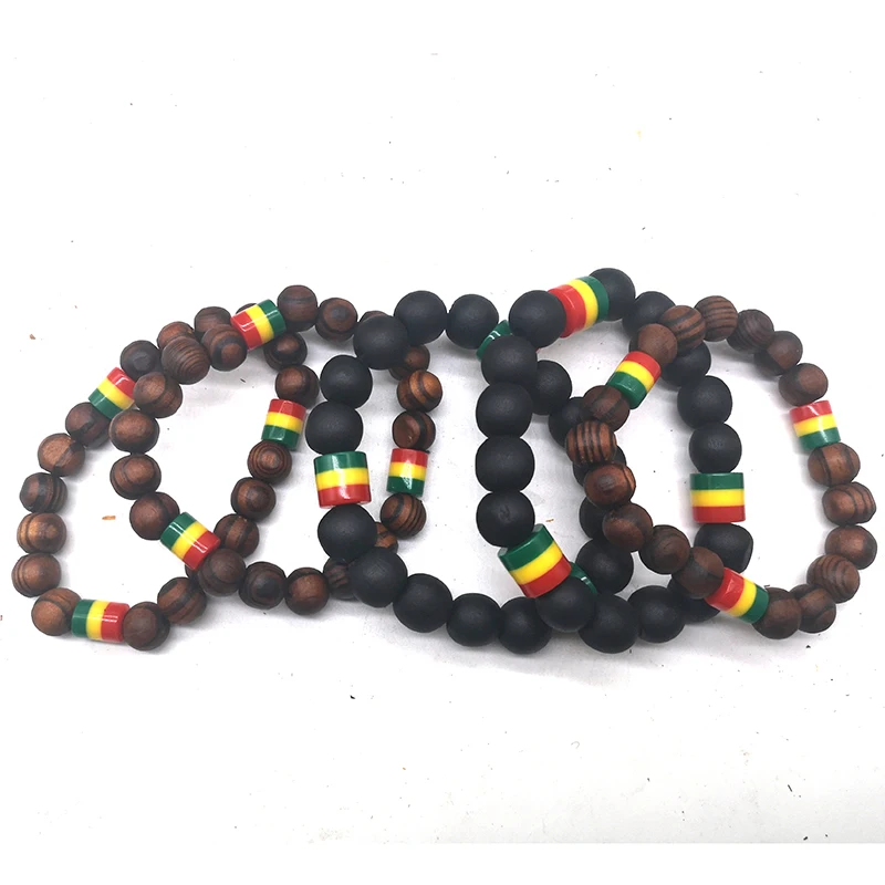 5pcs/lot Rasta wooden beaded bracelets can mixed colors